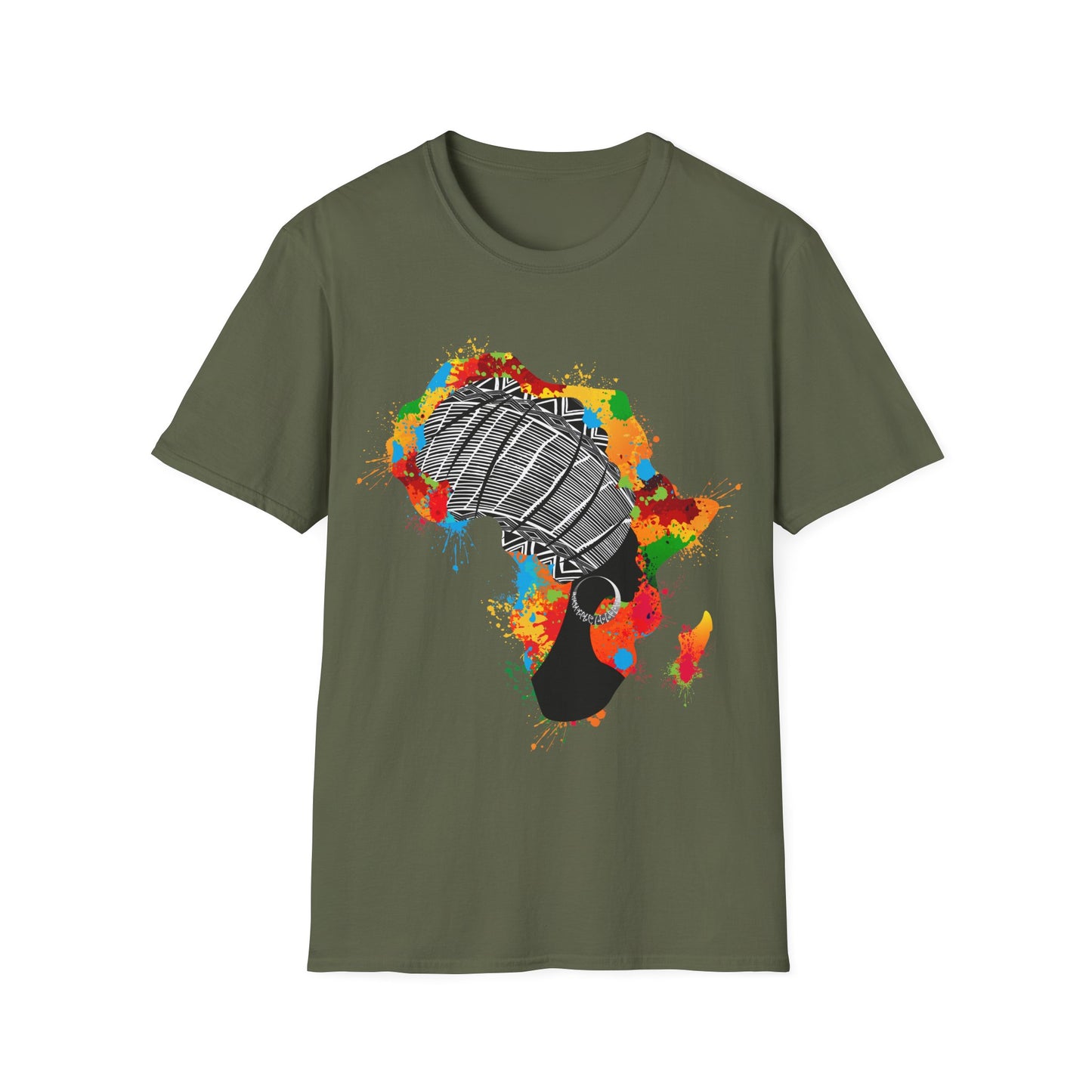 Africa Color-Splash Headwrap Map T-Shirt - Regular Fit