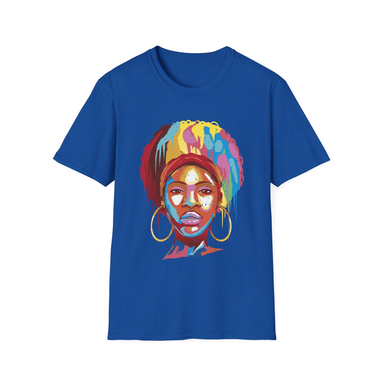 Color-Drip Afro Portrait T-Shirt - Regular Fit
