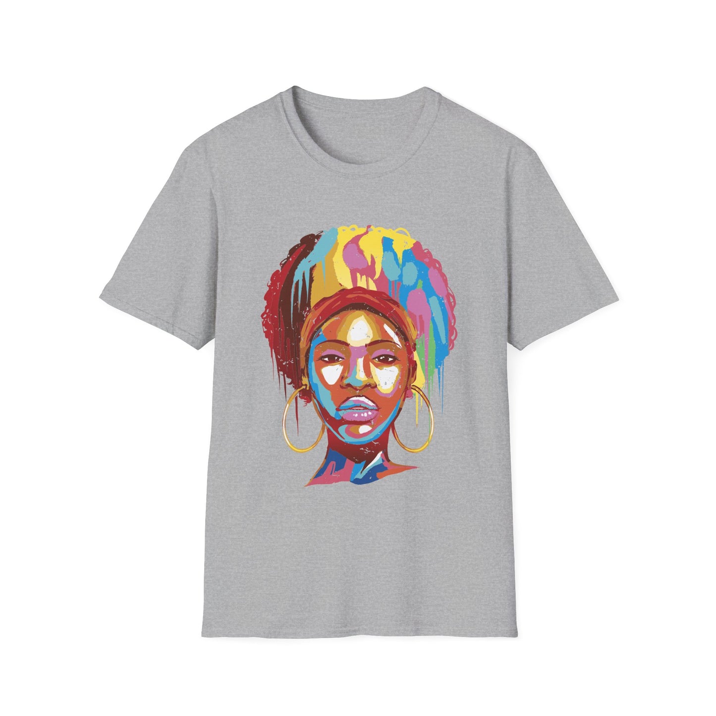 Color-Drip Afro Portrait T-Shirt - Regular Fit
