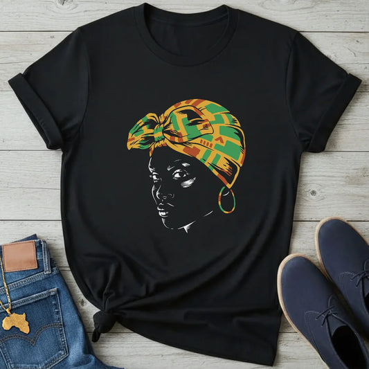 Kente Headwrap Portrait T-Shirt