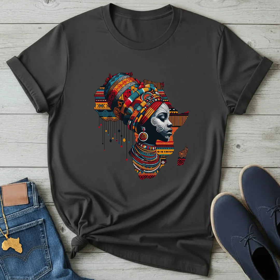 Kente Portrait Map T-Shirt