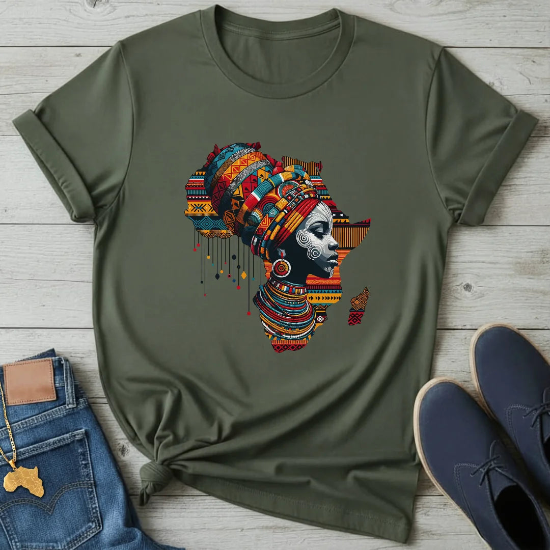 Kente Portrait Map T-Shirt