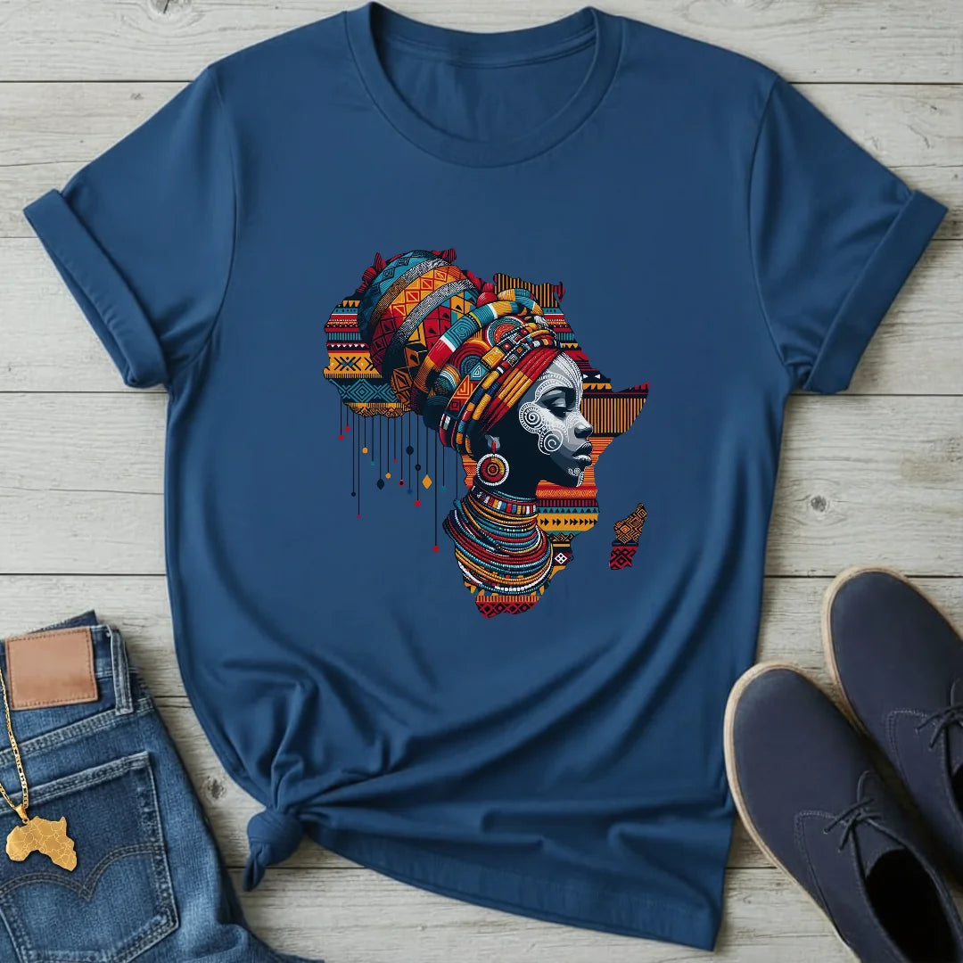 Kente Portrait Map T-Shirt