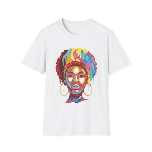 Color-Drip Afro Portrait T-Shirt - Regular Fit