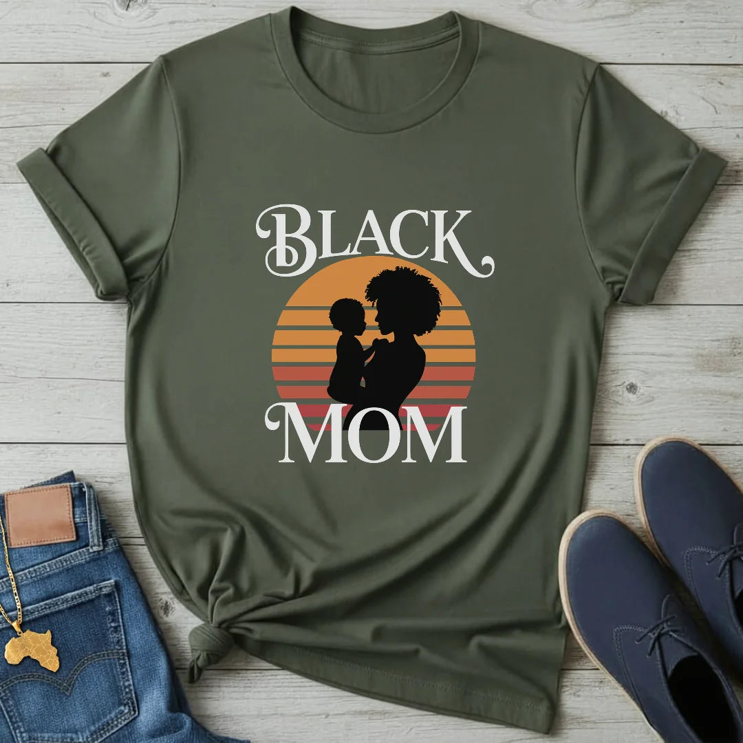 Black Mom Silhouette T-Shirt