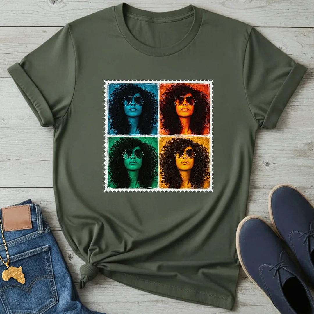 Afro Pop-Art Grid T-Shirt