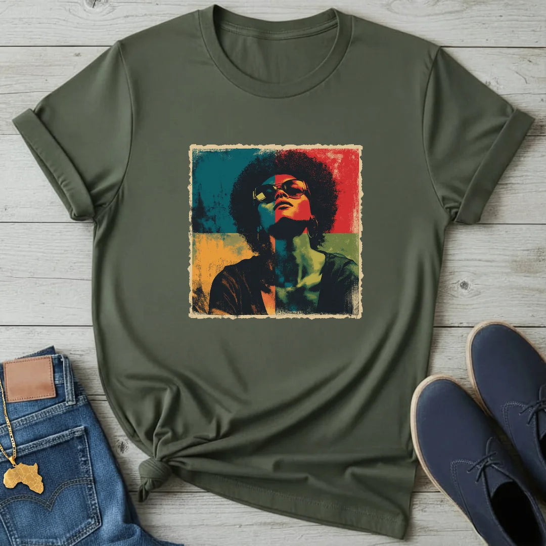 Afro Grunge Grid T-Shirt