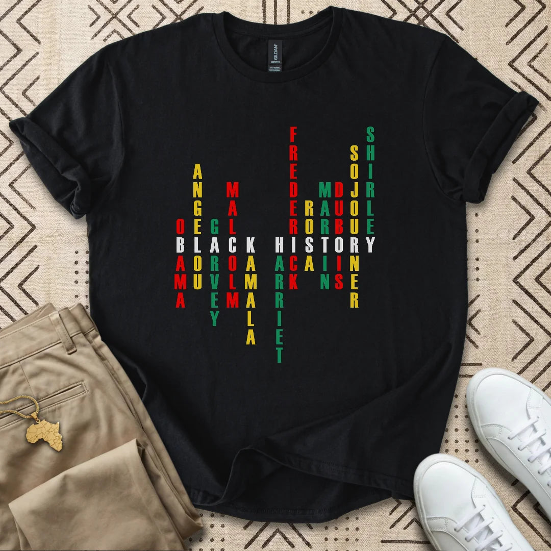 Black History Crossword Tribute T-Shirt