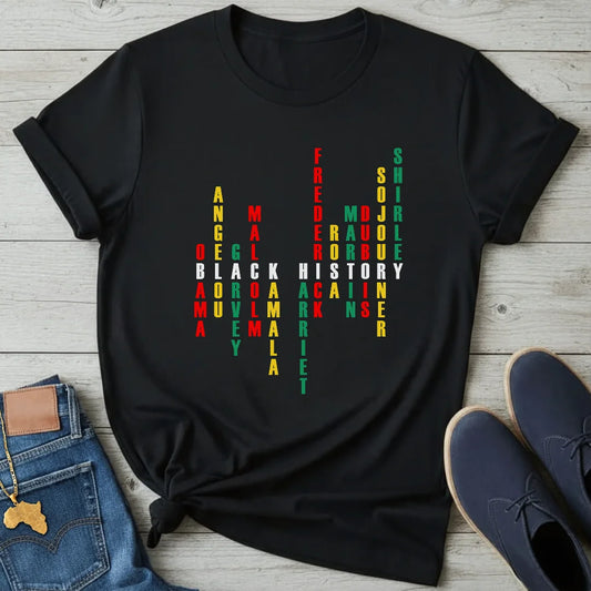 Black History Crossword Tribute T-Shirt